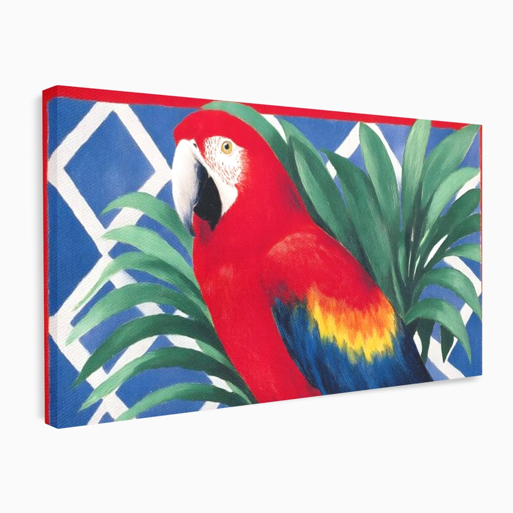 Tablou canvas cu tablou canvas cu papagal rosu, fara rama, pe sasiu de lemn